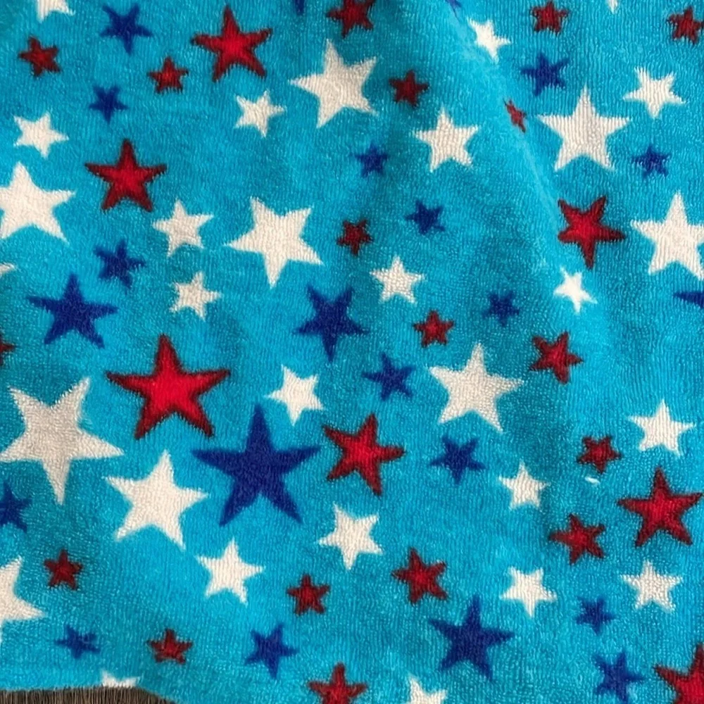 Lands' End Terry Cloth Hooded Star Print Swimsuit Coverup Beach Pool size 10-12